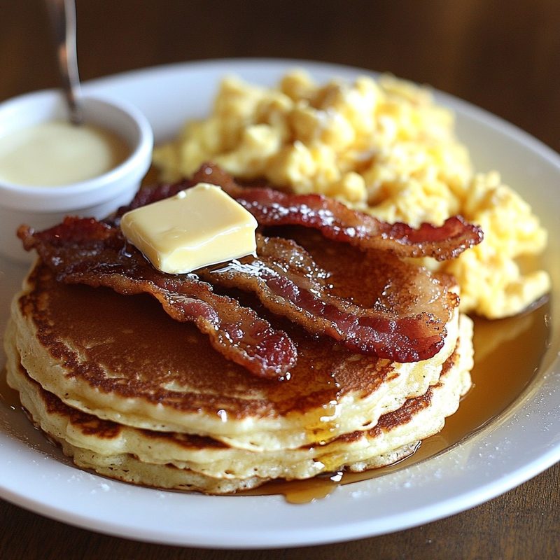 Buttermilk Pancakes with Turkey Bacon & Eggs